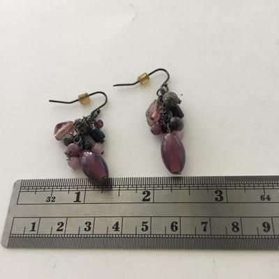 Purple and black dangle fashion earrings