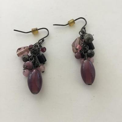 Purple and black dangle fashion earrings