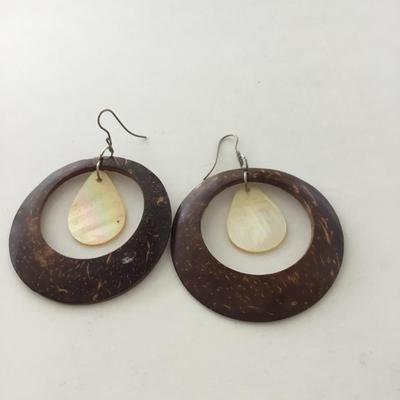 Brown round statement earrings