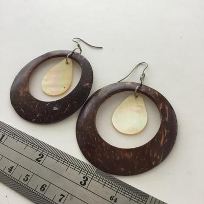 Brown round statement earrings