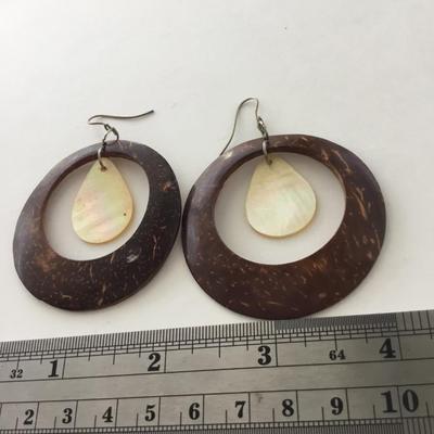 Brown round statement earrings
