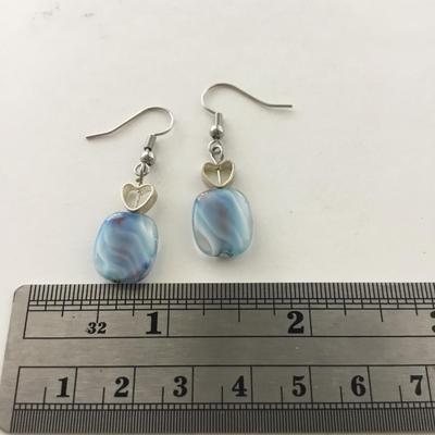 Silver tone blue dangle beautiful earrings