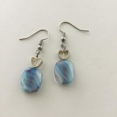 Silver tone blue dangle beautiful earrings