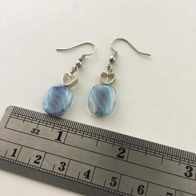 Silver tone blue dangle beautiful earrings