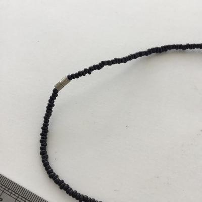 Vintage clasp shell black beaded collar necklace