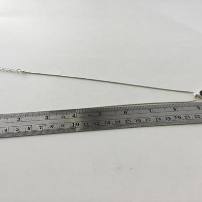 Silver tone black fashion pendant necklace