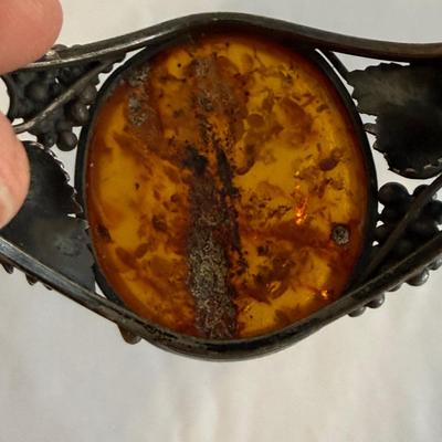 Large Amber Cuff Bracelet & Brooch (K-SS)