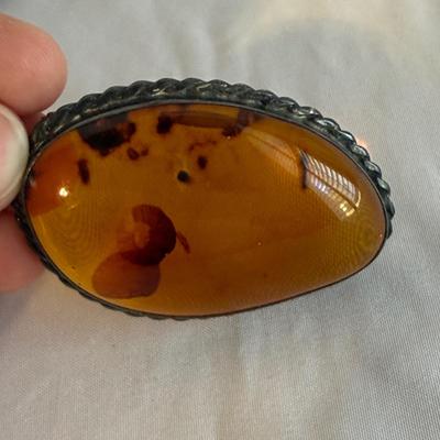 Large Amber Cuff Bracelet & Brooch (K-SS)