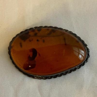 Large Amber Cuff Bracelet & Brooch (K-SS)