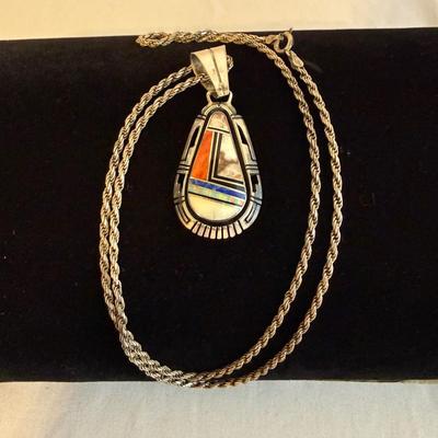 Gilbert Nelson Multi-Stone Necklace w/ 925 Rope Chain (K-SS)