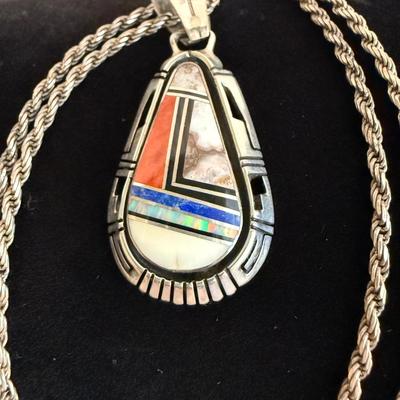 Gilbert Nelson Multi-Stone Necklace w/ 925 Rope Chain (K-SS)