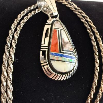 Gilbert Nelson Multi-Stone Necklace w/ 925 Rope Chain (K-SS)