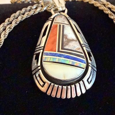 Gilbert Nelson Multi-Stone Necklace w/ 925 Rope Chain (K-SS)