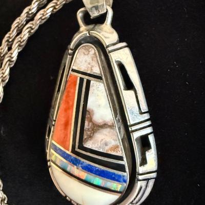 Gilbert Nelson Multi-Stone Necklace w/ 925 Rope Chain (K-SS)