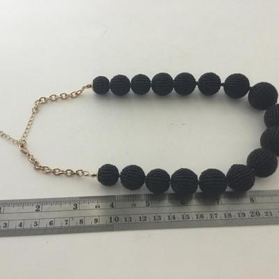 Time and true black beaded collar necklace