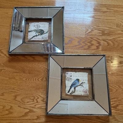 LOT 267D: Bird Artwork w/ Mirrored Frames