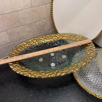 LOT 270K: Glass & Gold Kitchen Server Collection