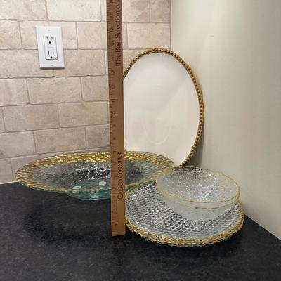 LOT 270K: Glass & Gold Kitchen Server Collection