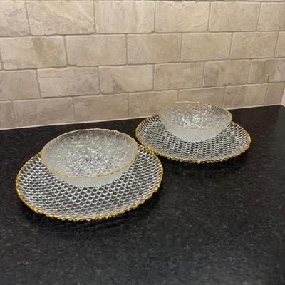 LOT 270K: Glass & Gold Kitchen Server Collection