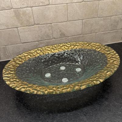 LOT 270K: Glass & Gold Kitchen Server Collection