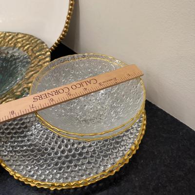 LOT 270K: Glass & Gold Kitchen Server Collection