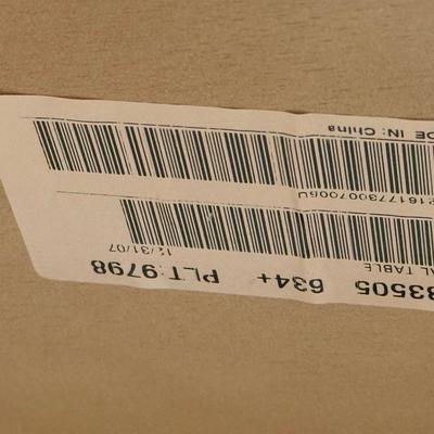 LOT 271K: White Chair w/ Side Table & Decor