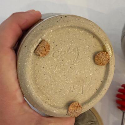 Six Signed Pottery Honey/Sugar Lidded Jars & More (K-SS)