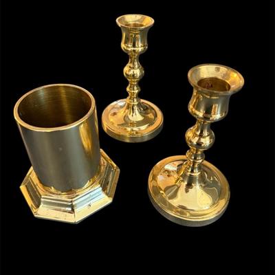 Lot 18: Candle Stick, Iron, Grinder And Bell