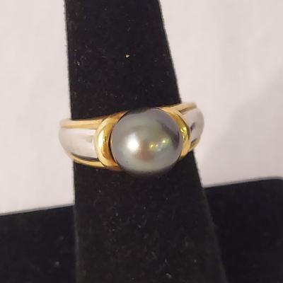 14K Black Pearl Ring w/ Necklace (K-BBL)