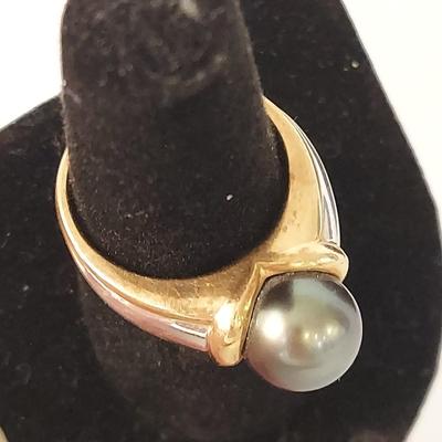 14K Black Pearl Ring w/ Necklace (K-BBL)