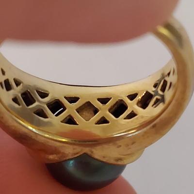 14K Black Pearl Ring w/ Necklace (K-BBL)