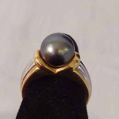 14K Black Pearl Ring w/ Necklace (K-BBL)
