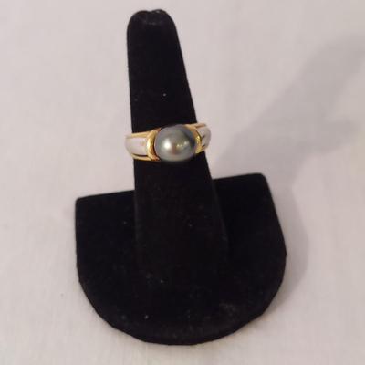 14K Black Pearl Ring w/ Necklace (K-BBL)
