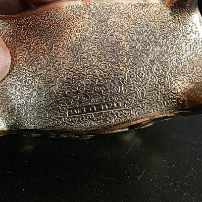 Vintage Japanese Art Nouveau Rose Metal Jewelry Box – Silver-Tone Trinket Casket with Red Velvet Interior