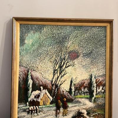 Vintage Mid-20th Century Oil on Canvas Landscape Painting