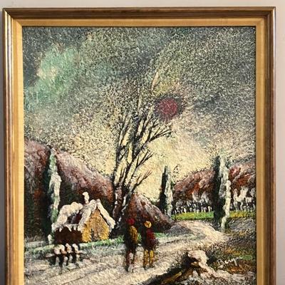 Vintage Mid-20th Century Oil on Canvas Landscape Painting