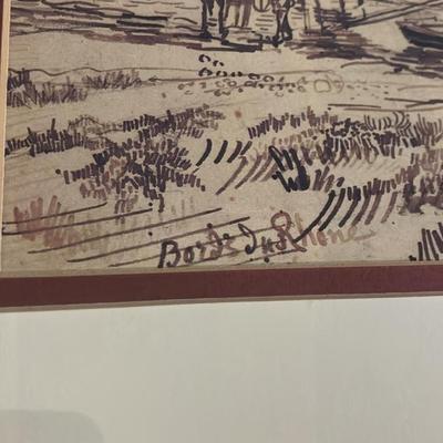 Vintage Framed Print of Vincent van Gogh's Bank of the Rhône at Arles Drawing (1888) – Arles Riversi