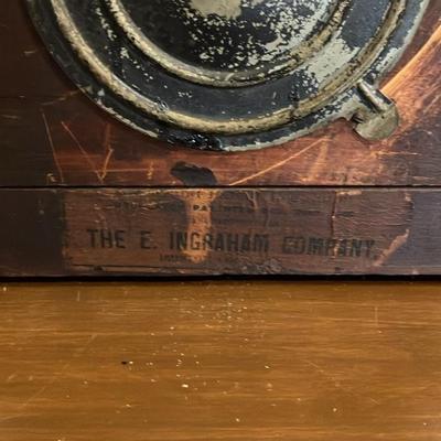 Antique E. Ingraham Eastlake Carved Oak Mantle Clock - 1880s, Original Works, Pendulum & Key, 14x14"