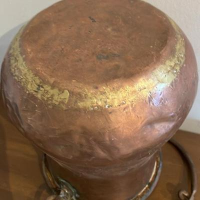 Antique Hand-Hammered Copper Bail Handle Bucket - 19th/Early 20th C. Rustic Water Pail, 9" Tall