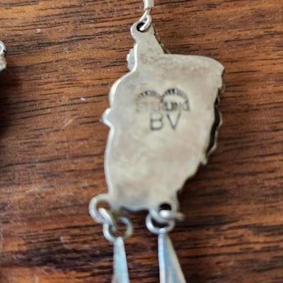 Sale Photo Thumbnail #447: Sterling Silver, signed BV,  abalone shell