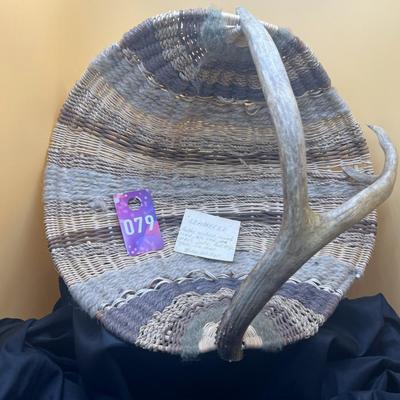 Sale Photo Thumbnail #454: Antler, jute, sea grass, basket by Billie Walker 
14 inches x 9.5 inches