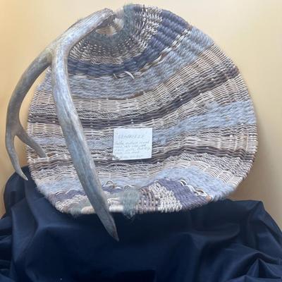 Sale Photo Thumbnail #452: Antler, jute, sea grass, basket by Billie Walker 
14 inches x 9.5 inches