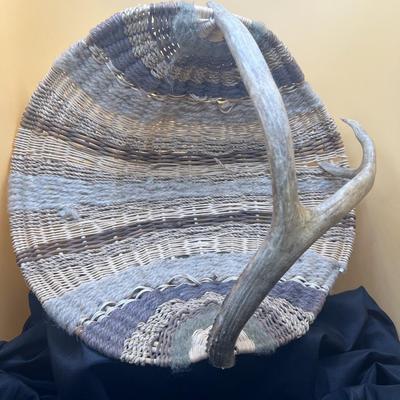 Sale Photo Thumbnail #453: Antler, jute, sea grass, basket by Billie Walker 
14 inches x 9.5 inches