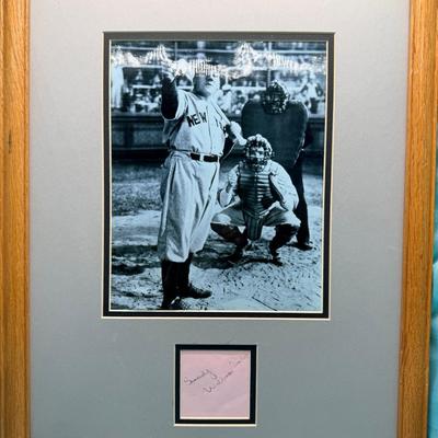 Sale Photo Thumbnail #474: Framed picture of William Bendix as Babe Ruth 
Authenticated autograph of William Bendix
Includes COA and magazine ad from the 1948 movie
15.5 x 19.5 inches