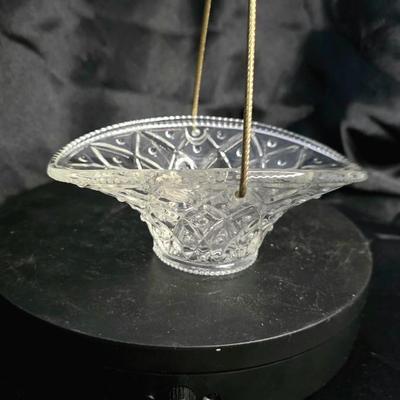 Vintage Avon Pressed Glass Basket with Gold Rope Handle | Mid-Century Collectible Trinket Dish