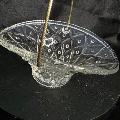 Vintage Avon Pressed Glass Basket with Gold Rope Handle | Mid-Century Collectible Trinket Dish