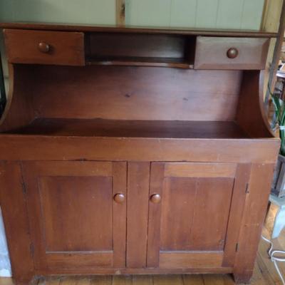 Vintage Wooden Dry Sink with Cabinet- Approx 48" Long