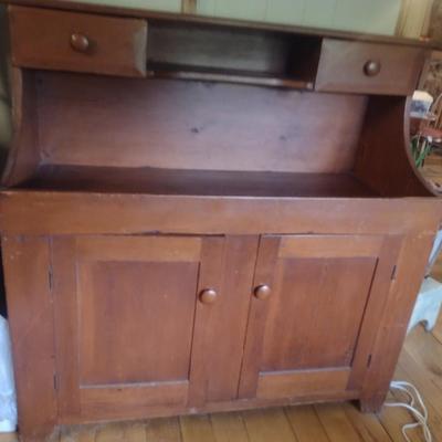 Vintage Wooden Dry Sink with Cabinet- Approx 48" Long