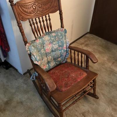 Antique hand carved rocking chair