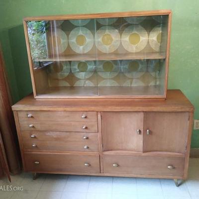 Chestnut Wood and Glass Cabinet (Set)